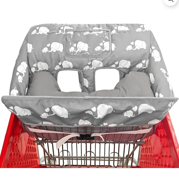 Gray Baby Shopping Cart Cover with Elephant Print - Picture 2 of 8